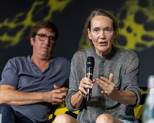 Isabelle Stever and Uwe Schott at the Q&A for I Rarely Wake Up Dreaming at the 2026 Locarno Film Festival