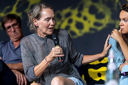 Isabelle Stever at the Q&A for I Rarely Wake Up Dreaming at the 2026 Locarno Film Festival