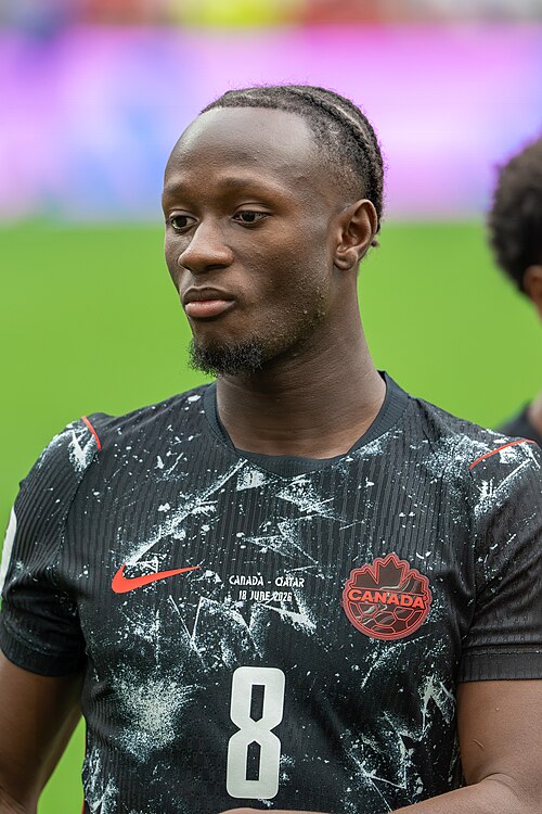 Ismaël Kone during Canada v Qatar on 18 June 2026 at the 2026 FIFA World Cup