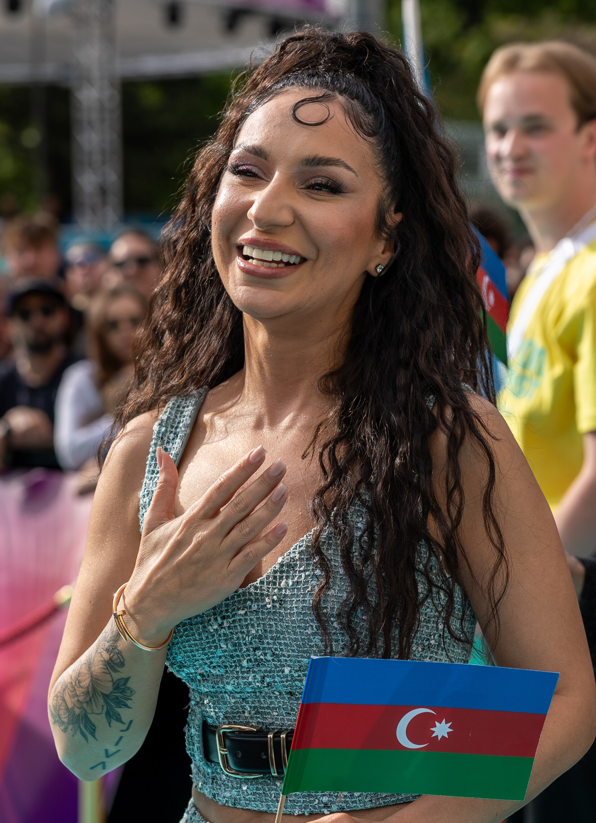 JIVA representing Azerbaijan on the Turquoise Carpet at the 2026 Eurovision Song Contest in Vienna