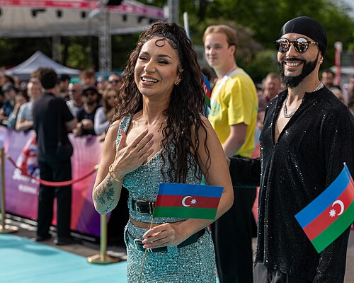 JIVA representing Azerbaijan on the Turquoise Carpet at the 2026 Eurovision Song Contest in Vienna