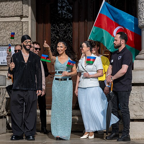 JIVA representing Azerbaijan on the Turquoise Carpet at the 2026 Eurovision Song Contest in Vienna