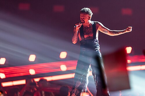 JONAS LOVV performing  YA YA YA, representing Norway in the 2nd Semi Final of the 2026 Eurovision Song Contest in Vienna