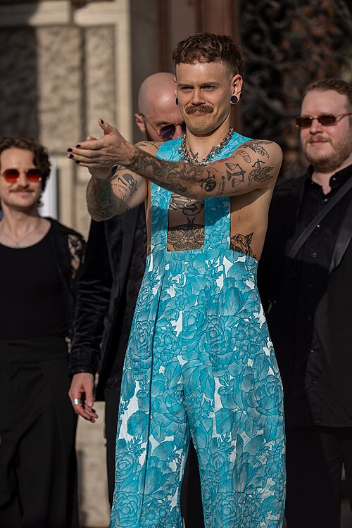 JONAS LOVV representing Norway on the Turquoise Carpet at the 2026 Eurovision Song Contest in Vienna