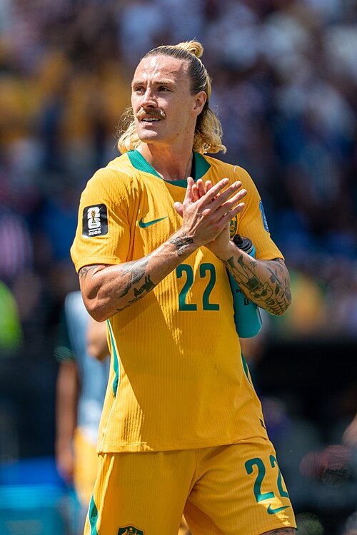 Jackson Irvine during United States v Australia on 19 June 2026 at the 2026 FIFA World Cup