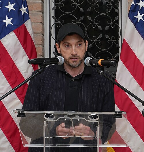Jeffrey Uslip, curator of the American Pavilion, at the opening of the American Pavilion at the 2026 Venice Biennale on May 6, 2026