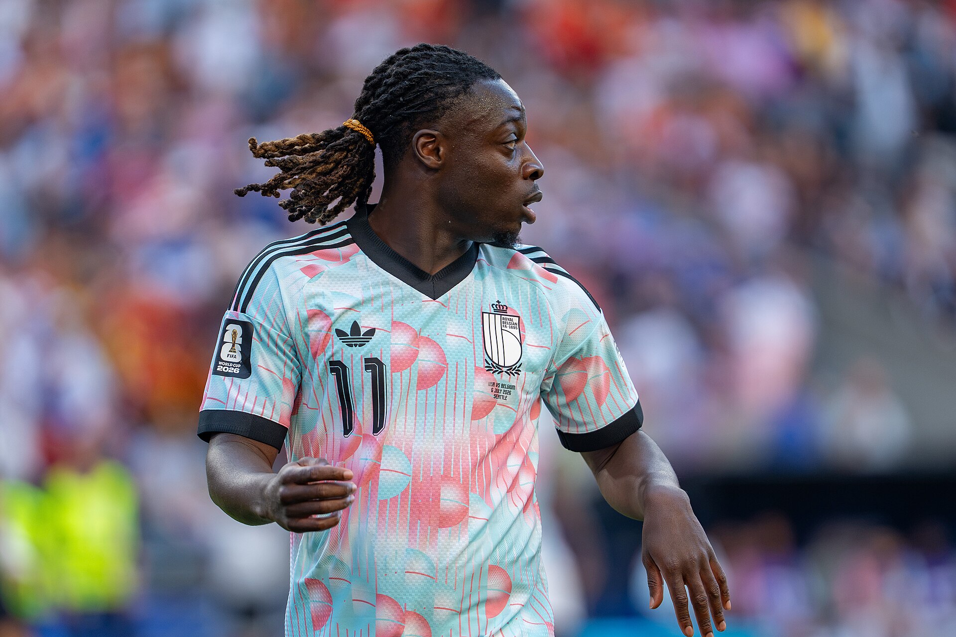 Jeremy Doku during Belgium v United States at the 2026 FIFA World Cup