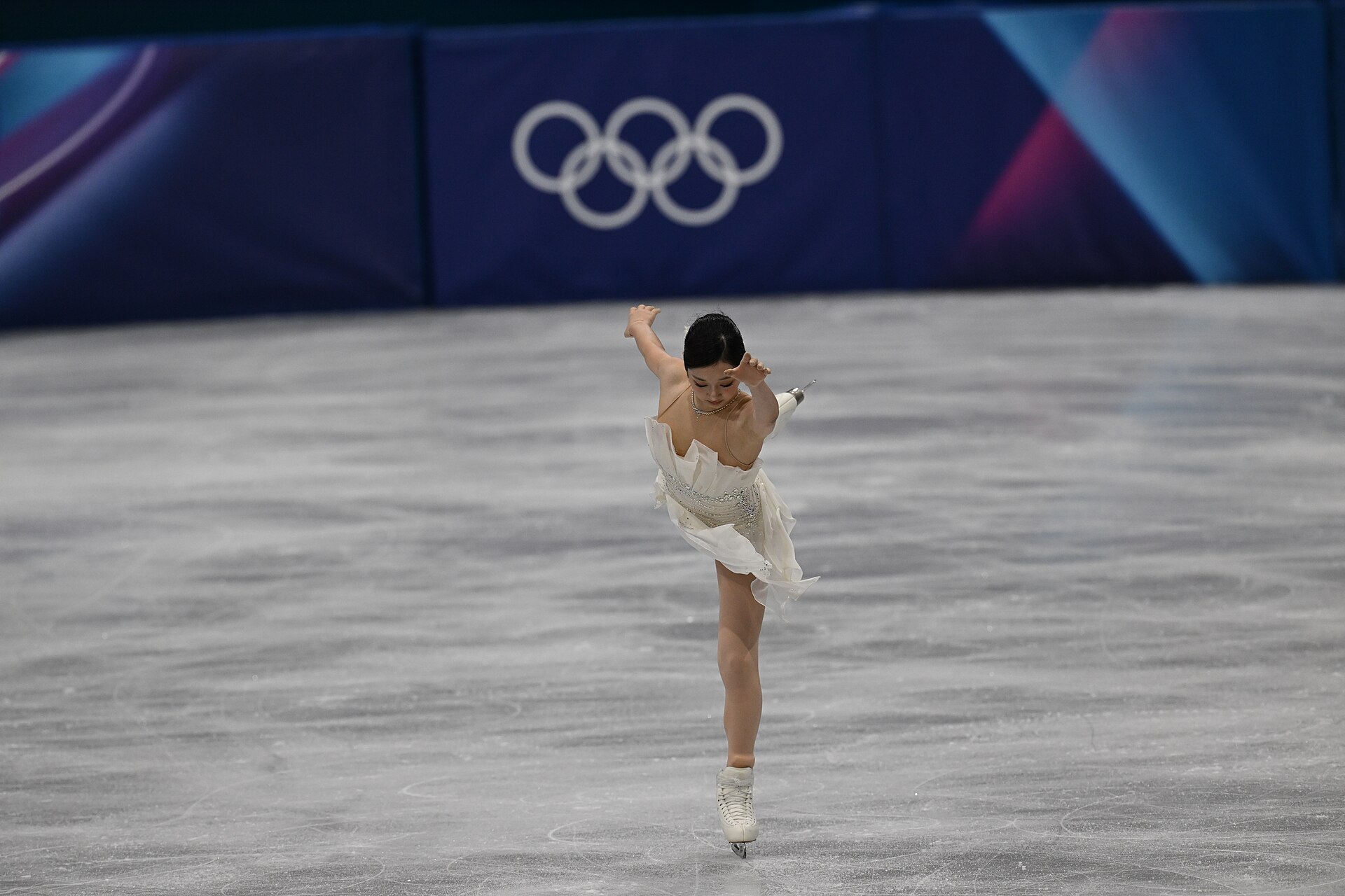 MILAN, ITALY - 19 FEBRUARY 2026: Jia SHIN of South Korea compete during the Figure Skating Women Single Skating Free Skating at the Olympic Winter Games Milano Cortina 2026 Milano Ice Skating Arena on February 19, 2026 in Milan, Italy
