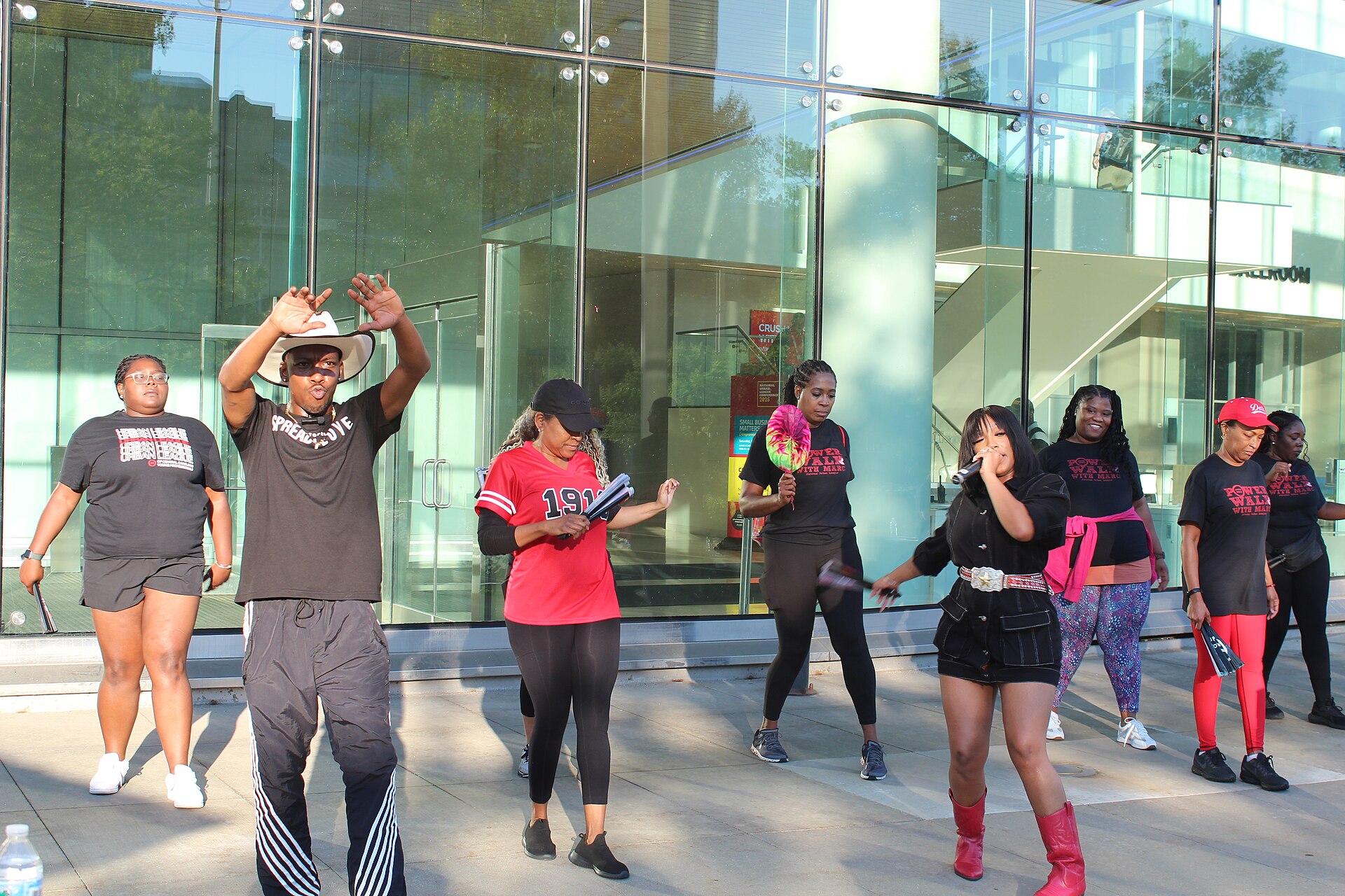 Jakayla, line dance instructor, and LaDonte Lotts, creator of JiggAerobics, leading the morning exercise session at the 2025 National Urban League Conference.