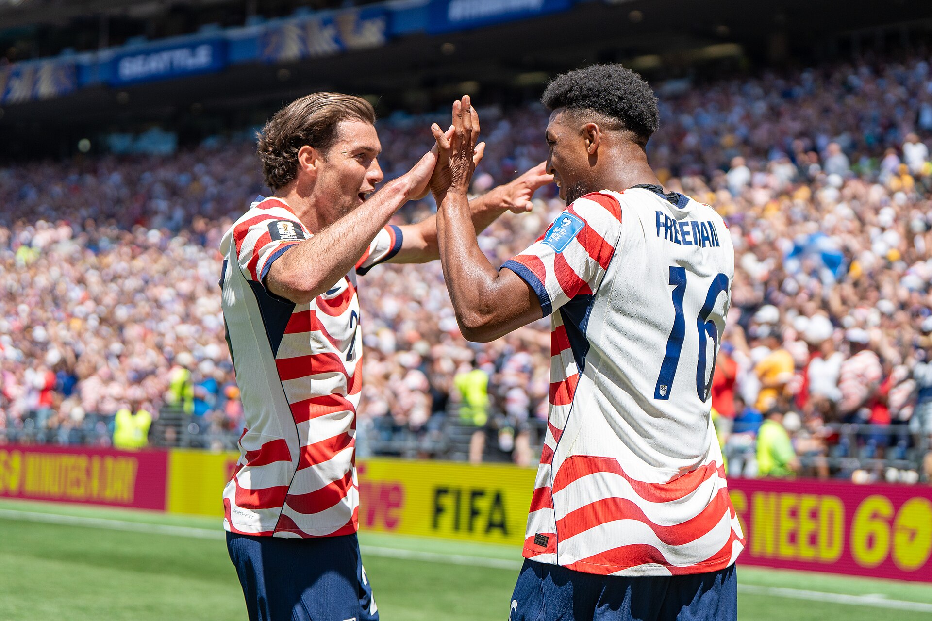 Joe Scally Alex Freeman during United States v Australia on 19 June 2026 at the 2026 FIFA World Cup