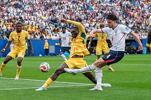 Jonas Adjetey Declan Rice during England v Ghana on 23 June 2026 at the 2026 FIFA World Cup