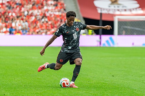 Jonathan David during Canada v Qatar on 18 June 2026 at the 2026 FIFA World Cup