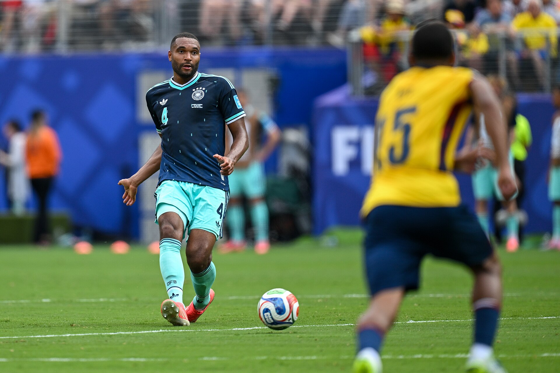 EAST RUTHERFORD, UNITED STATES - June 25: Jonathan Tah #4 in action during the FIFA World Cup 2026 Group E match between Ecuador  and  Germany on June 25, 2026 MetLife Stadium, East Rutherford, New Jersey
