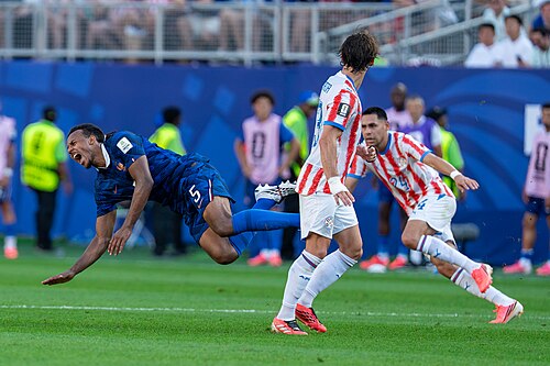 Jules Kounde during France v Paraguay at the 2026 FIFA World Cup