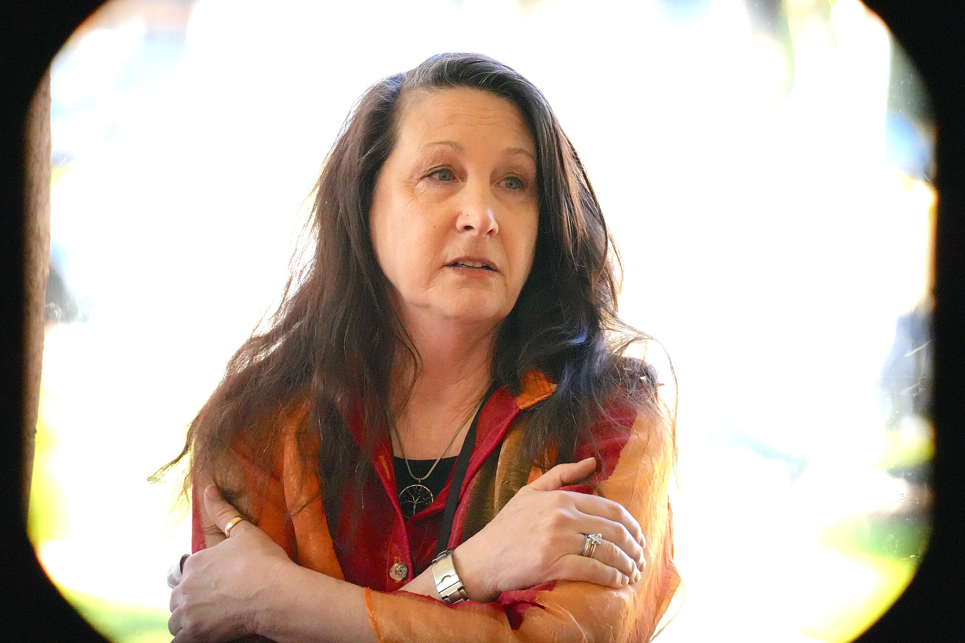 Julie Brams, licensed Marriage and Family Therapist, eco-psychologist, author, at San Diego Writers Festival in Coronado, California in April 2025