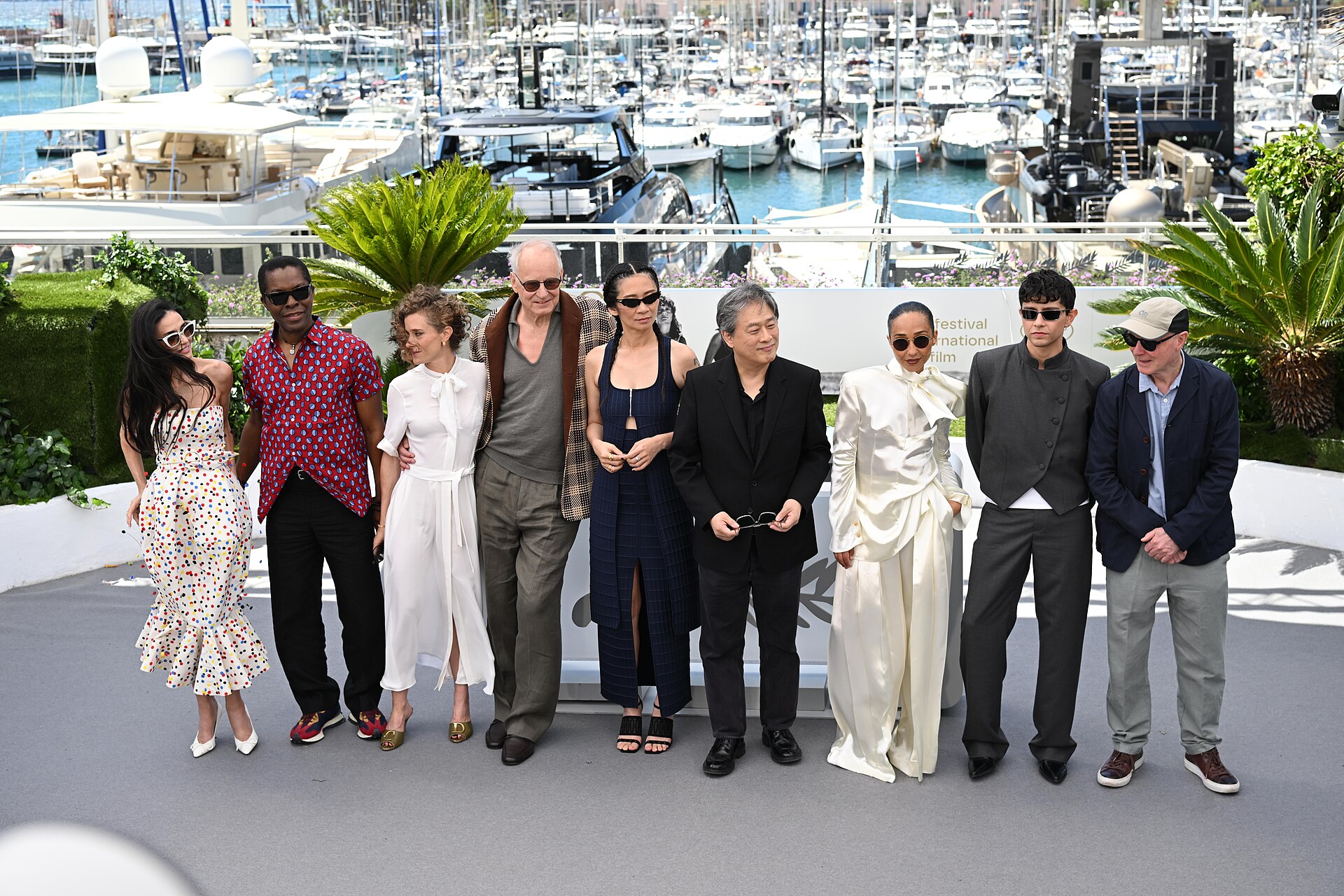 CANNES, FRANCE - MAY 12: Jury Members Demi Moore, Isaach de Bankolé, Laura Wandel, Stellan Skarsgård, Chloé Zhao, Jury President Park Chan-wook, Ruth Negga, Diego Céspedes and Paul Laverty pose during the Jury photocall at the 79th annual Cannes Film Festival at Palais des Festivals on May 12, 2026 in Cannes, France.