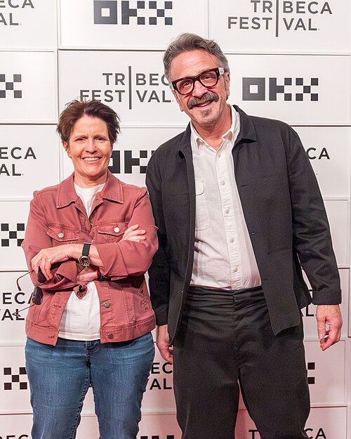 Kara Swisher and Marc Maron at a live episode recording of On with Kara Swisher at the Tribeca Festival in 2026