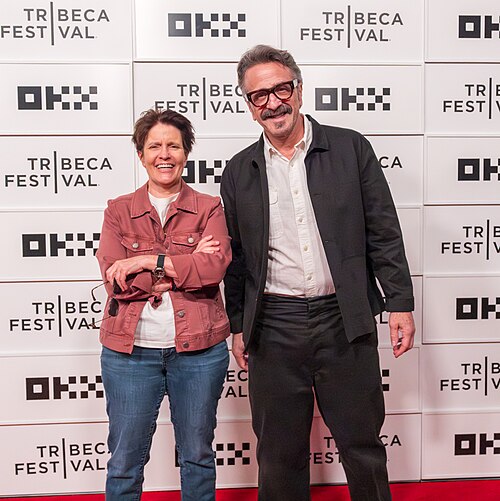 Kara Swisher and Marc Maron at a live episode recording of On with Kara Swisher at the Tribeca Festival in 2026