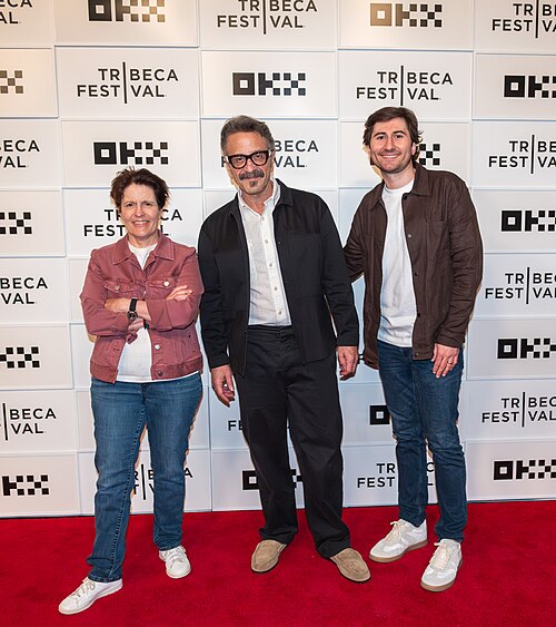 Kara Swisher, Marc Maron, and Davy Gardner in 2026 at Tribeca Festival for a live episode recording of On with Kara Swisher