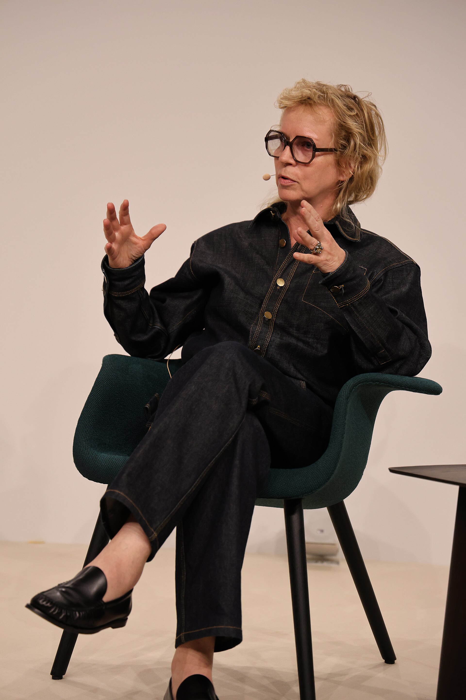 Katharina Grosse, German artist, speaking at a Art Conversations panel during Art Basel in Basel, Switzerland in June 2025