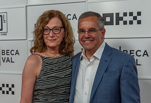 Ken Weissman (R) at the premiere of "Frampton" at the 25th Tribeca Film Festival in New York City.