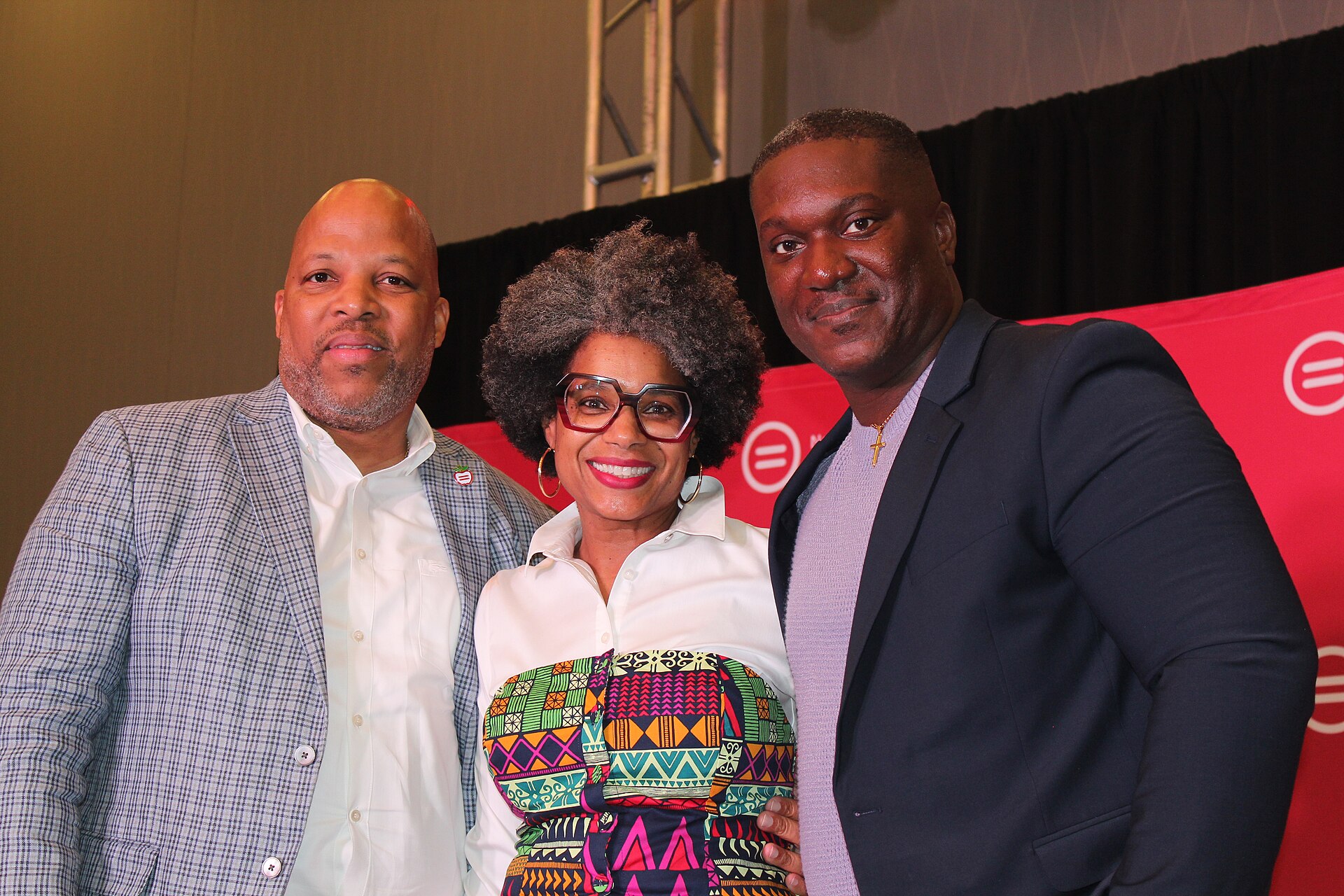 Moderator Kenneth L. Johnson, CEO of East Coast Executives Harlem & BlkBoxTech, Monique Good, Human Resources & Labor Relations Professional, and Joey Price, CEO of Jumpstart HR, for the DCSS Live: Level Up: Workplace Culture, Talent Development, and You panel on the Urban League Now Stage at the 2025 National Urban League Conference.
