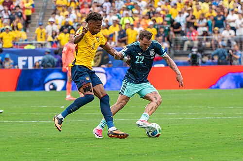 Kevin Rodriguez David Raum during Ecuador v Germany on 25 June 2026 at the 2026 FIFA World Cup