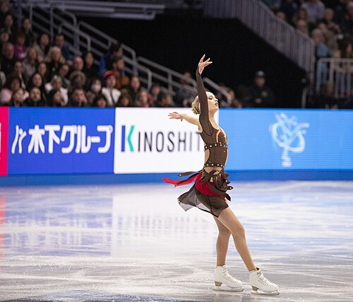 Kimmy Repond, Swiss figure skater, at the 2025 World Figure Skating Championships at TD Garden in Boston, Massachusetts.