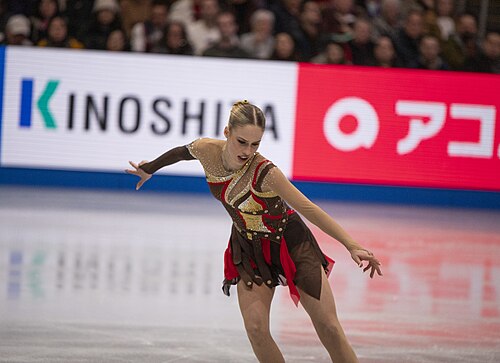 Kimmy Repond, Swiss figure skater, at the 2025 World Figure Skating Championships at TD Garden in Boston, Massachusetts.