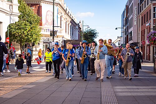 Kristiansand Jazzfestival inaugural edition 2025, street parade through Markens gate