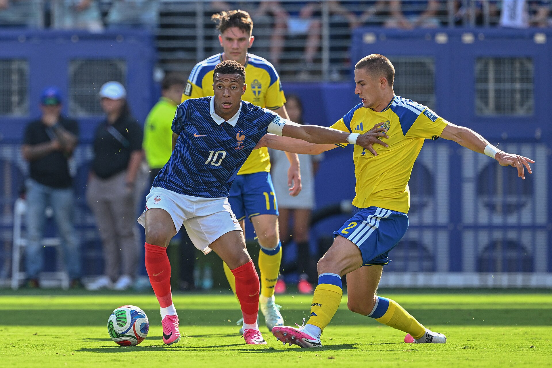EAST RUTHERFORD, UNITED STATES - June 30: Kylian Mbappe #10 of France is in action against Gustaf Lagerbielke #2 of Sweden during the FIFA World Cup 2026 round of 32 match between France  and Sweden on June 30, 2026 MetLife Stadium, East Rutherford, New Jersey