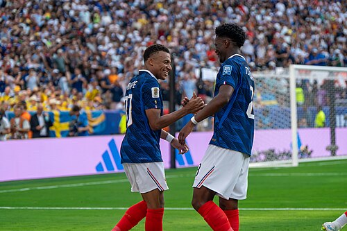 Kylian Mbappe Aurelien Tchouameni during France v Sweden at the 2026 FIFA World Cup