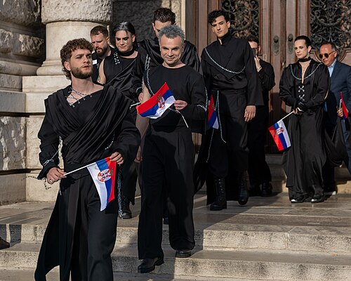 LAVINA representing Serbia on the Turquoise Carpet at the 2026 Eurovision Song Contest in Vienna