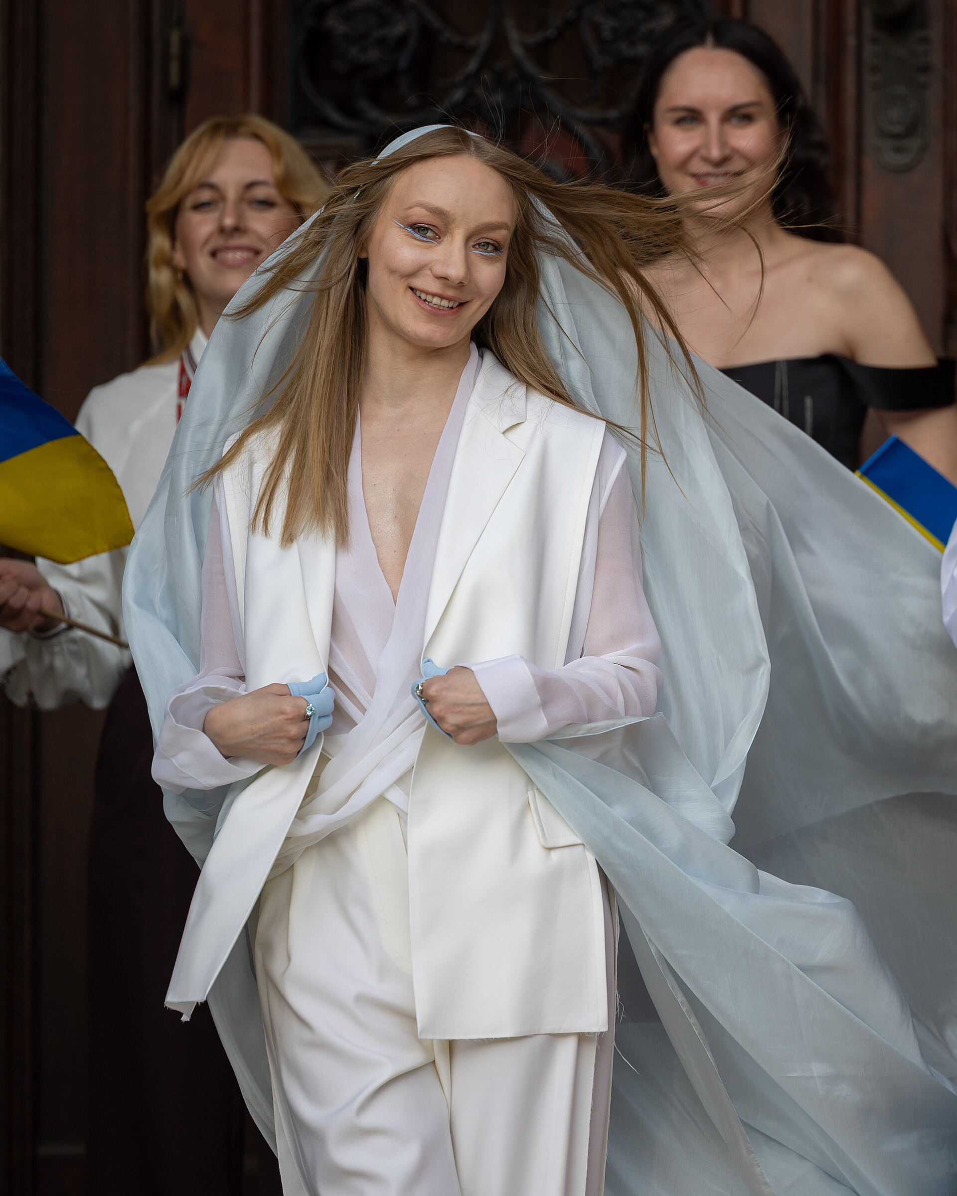LELÉKA representing Ukraine on the Turquoise Carpet at the 2026 Eurovision Song Contest in Vienna