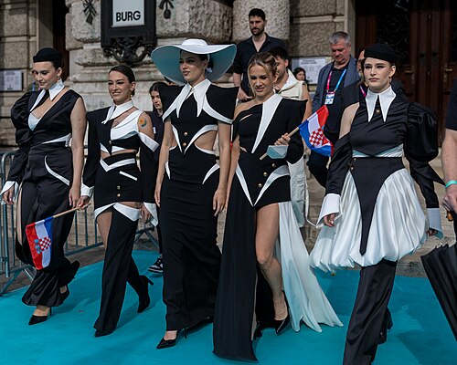 LELEK representing Croatia on the Turquoise Carpet at the 2026 Eurovision Song Contest in Vienna