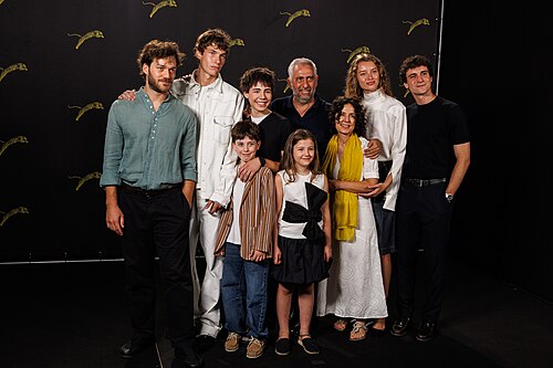Lorenzo Richelmy, Romeo Perrone, Lupo Barbiero, Edoardo Raiola, Salvatore Mereu and Giulia Maenza attend "Alberi erranti" photocall during the 79th Locarno Film Festival on August 10, 2026 in Locarno, Switzerland