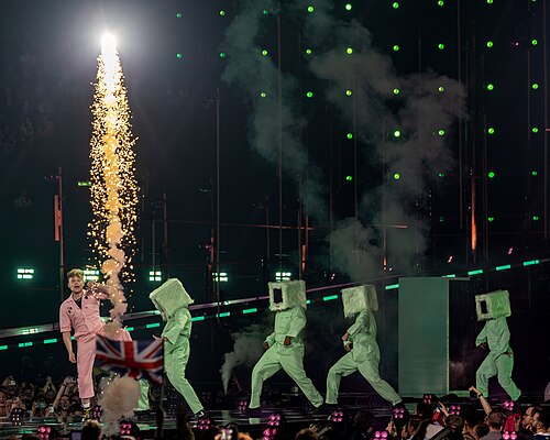 LOOK MUM NO COMPUTER (Sam Bartle) performing  Eins, Zwei, Drei, representing United Kingdom in the 2nd Semi Final of the 2026 Eurovision Song Contest in Vienna