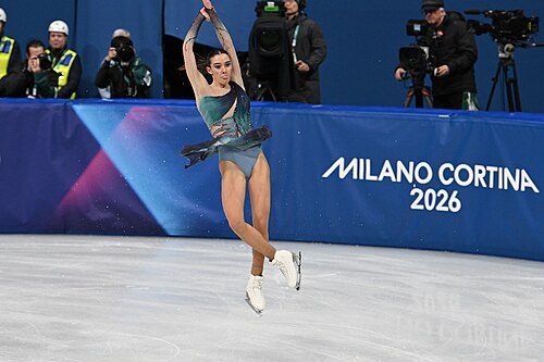 MILAN, ITALY - 19 FEBRUARY 2026: Lara Naki GUTMANN of Italy compete during the Figure Skating Women Single Skating Free Skating at the Olympic Winter Games Milano Cortina 2026 Milano Ice Skating Arena on February 19, 2026 in Milan, Italy