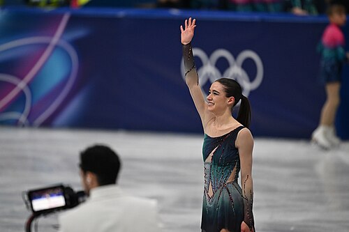MILAN, ITALY - 19 FEBRUARY 2026: Lara Naki GUTMANN of Italy compete during the Figure Skating Women Single Skating Free Skating at the Olympic Winter Games Milano Cortina 2026 Milano Ice Skating Arena on February 19, 2026 in Milan, Italy