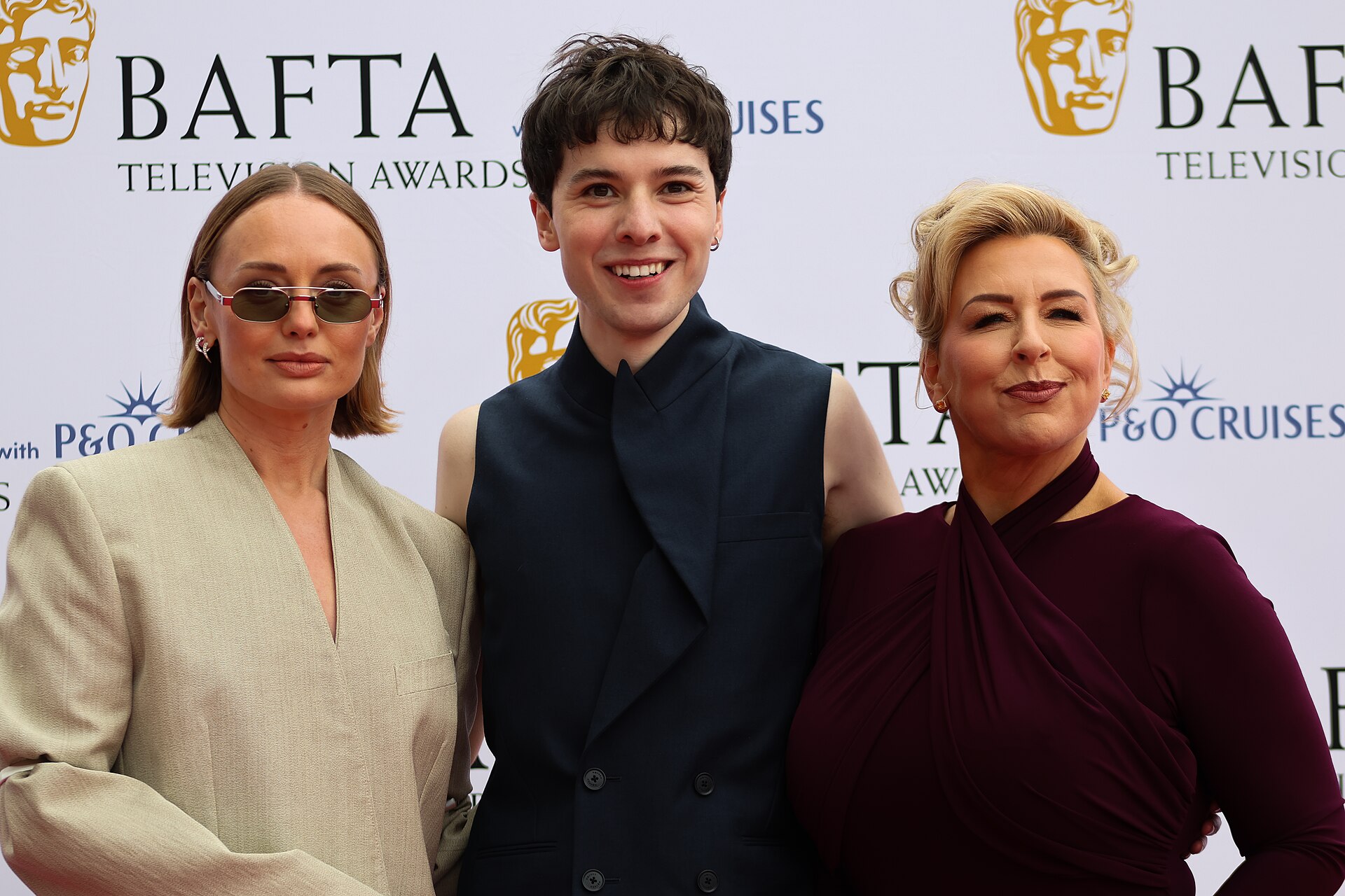 Laura Haddock, Ellis Howard & Hannah Walters at the TV BAFTA red carpet, May 26