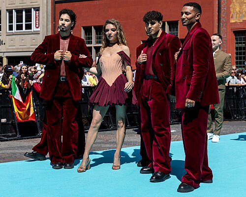 Laura Thorn, representing Luxembourg, on the Turquoise Carpet at Eurovision 2025 in Basel, Switzerland.