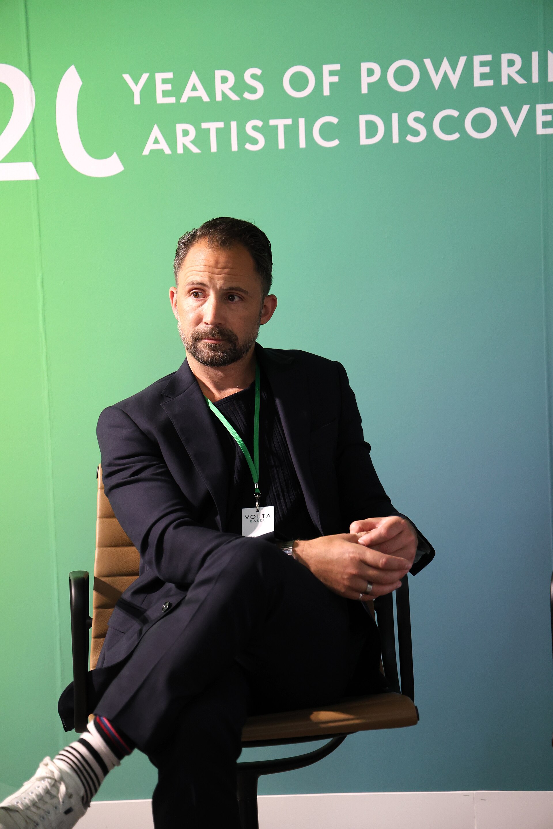 Lee Cavaliere, Artistic Director for VOLTA, at Art Basel in Basel, Switzerland in June 2025
