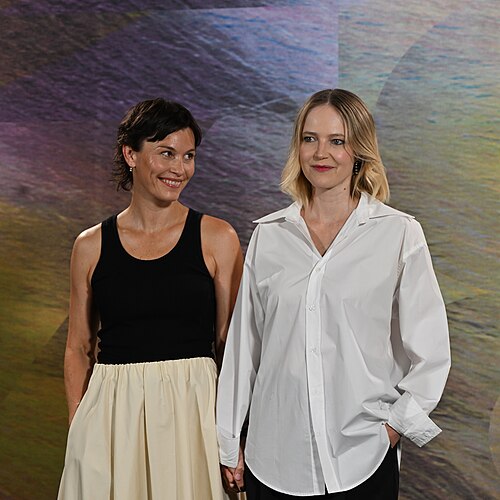 Lisa Loven Kongsli and Janicke Askevold at the photocall for Solomamma, Locarno Film Festival, Switzerland, 11 August 2025