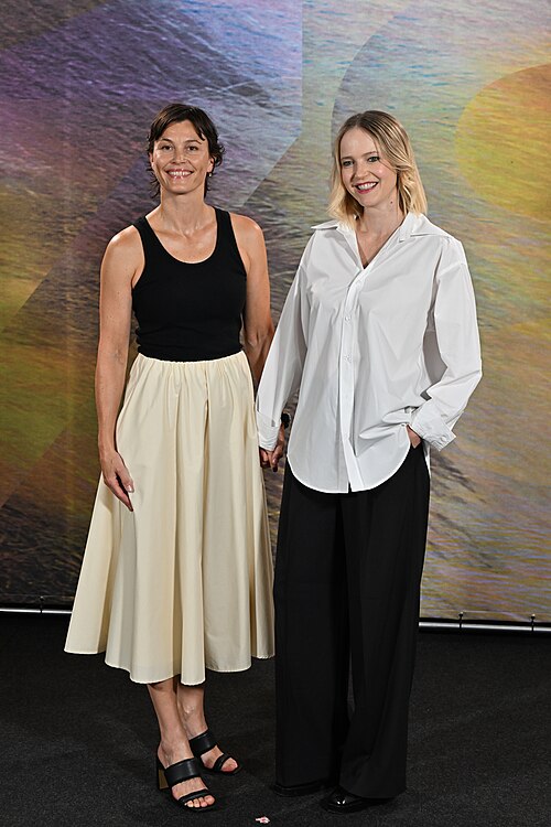 Lisa Loven Kongsli and Janicke Askevold at the photocall for Solomamma, Locarno Film Festival, Switzerland, 11 August 2025