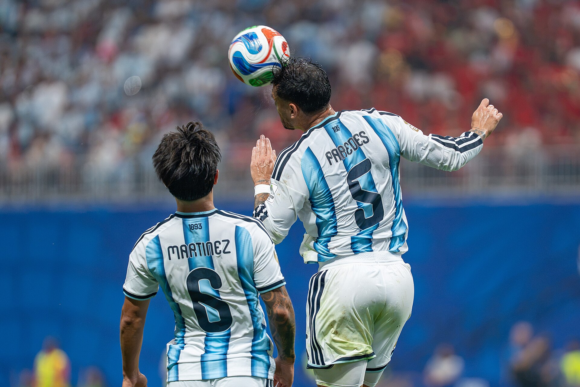 Lisandro Martinez Leandro Paredes during Argentina v Egypt at the 2026 FIFA World Cup