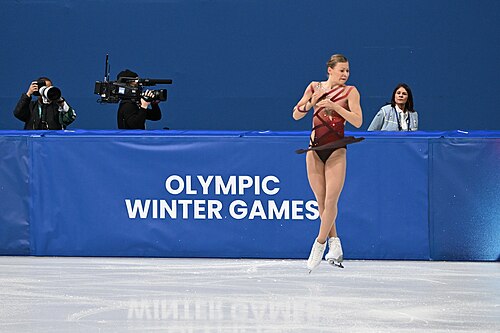 MILAN, ITALY - 19 FEBRUARY 2026: Lorine SCHILD of France compete during the Figure Skating Women Single Skating Free Skating at the Olympic Winter Games Milano Cortina 2026  Milano Ice Skating Arena on February 19, 2026 in Milan, Italy