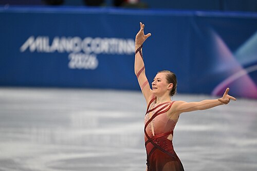 MILAN, ITALY - 19 FEBRUARY 2026: Lorine SCHILD of France compete during the Figure Skating Women Single Skating Free Skating at the Olympic Winter Games Milano Cortina 2026  Milano Ice Skating Arena on February 19, 2026 in Milan, Italy