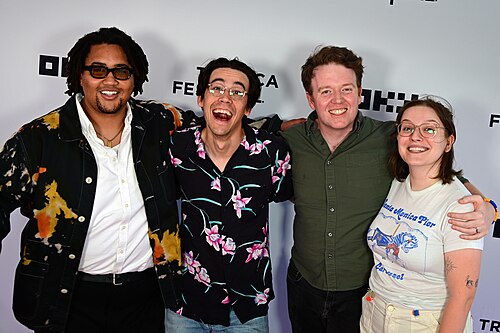 Lou Wilson, Zac Oyama, Brennan Lee Mulligan, and Izzy Roland at the 2026 Tribeca Festival for "Dropout Presents an Improvised Reunion for a Movie that Doesn’t Exist" - June 14, 2026