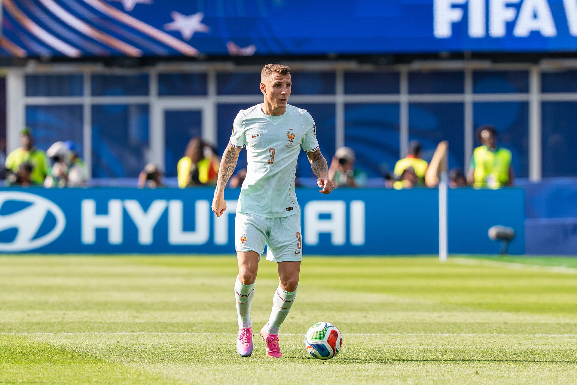 Lucas Digne during France v Morocco at the 2026 FIFA World Cup