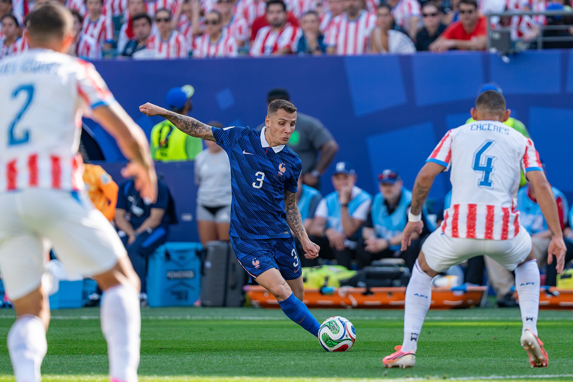 Lucas Digne during France v Paraguay at the 2026 FIFA World Cup